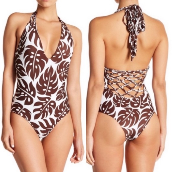 Mikoh Manu Halter V-Neck One Piece Swimsuit Sz S - Picture 1 of 5
